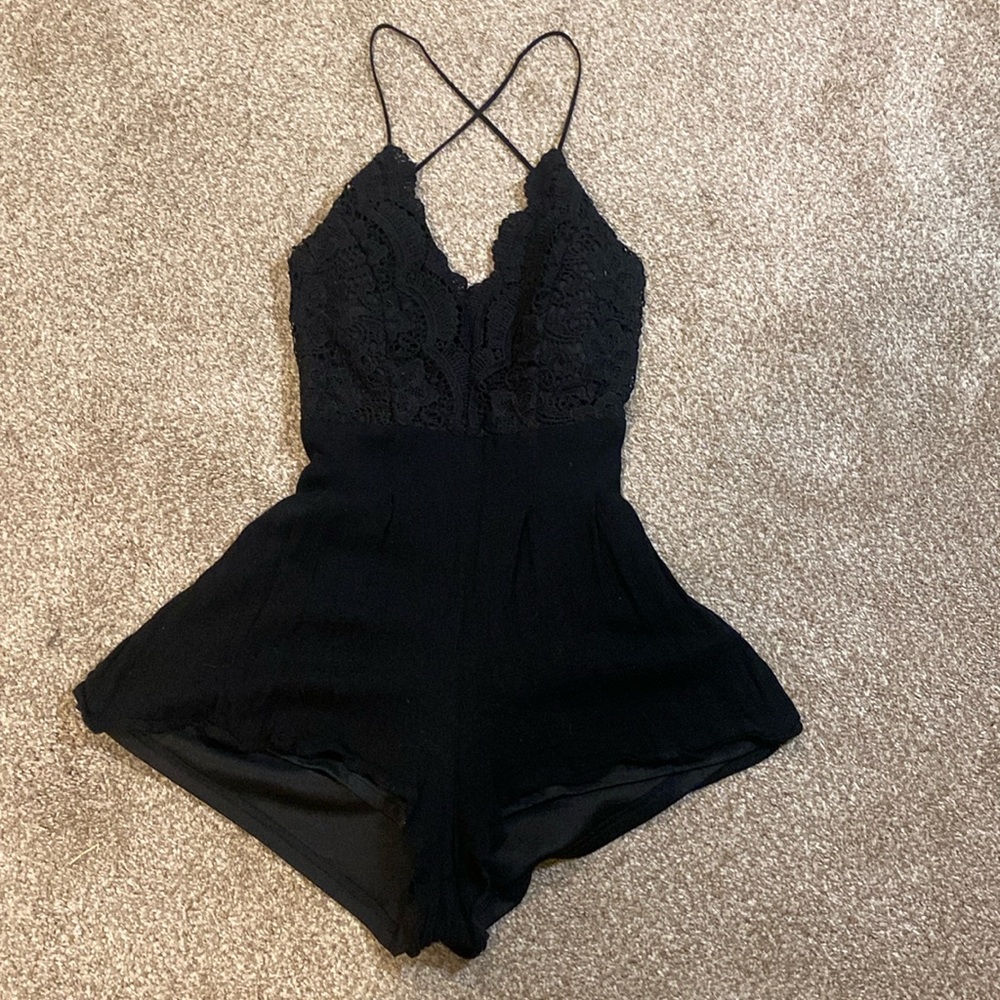 Windsor black lace top romper
